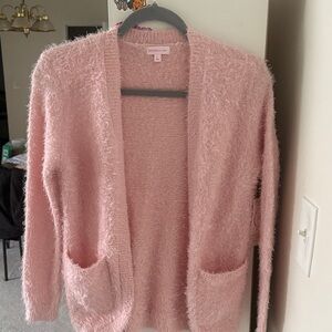 Design History Soft Pink Fuzzy Open-Front Cardigan